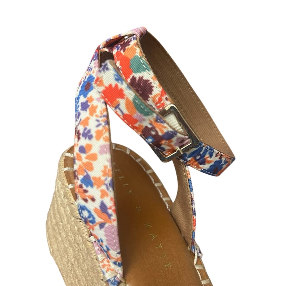 Kelly & Katie Faydrena Floral Espadrille Wedge Sandals Open Toe Multi Womens 8 - Picture 5 of 7